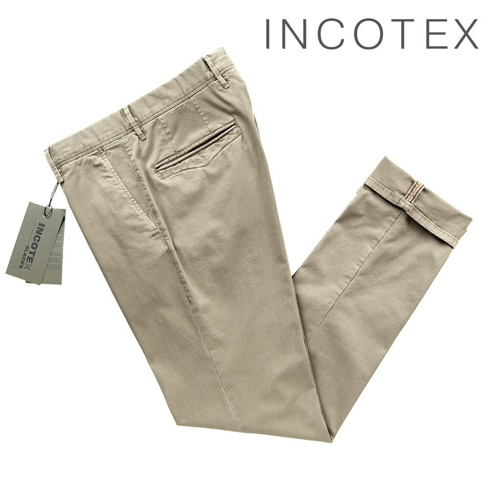 インコテックススラックス INCOTEX SLACKS ／  ／ 24SS 製品染めコットンストレッチギャバジンチノパンツ「17S100-9664A」（グレイッシュブラウン）／ 3シーズン メンズ イタリア ボトムス チノパン コットンパンツ 100番 無地