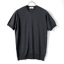 【ポイント10倍】 ジョンスメドレー JOHN SMEDLEY ／ 24SS ウールコットン30ゲージ半袖クルーネックニット「HILCOTE」（NAVY／ダークネイビー）／ ヒルコート 春夏 メンズ イギリス 半袖ニット イージーフィット