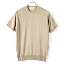 【ポイント10倍】 ジョンスメドレー JOHN SMEDLEY ／ 24SS ウールコットン30ゲージ半袖クルーネックニット「HILCOTE」（OAT／オートミール）／ ヒルコート 春夏 メンズ イギリス 半袖ニット イージーフィット