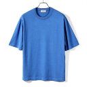 【ポイント10倍】 ジョンスメドレー JOHN SMEDLEY ／ 24SS シーアイランドコットン24ゲージ半袖クルーネックニット「TINDALL」（ELECTRIC BLUE／エレクトリックブルー）／ ティンダール S4509 春夏 メンズ イギリス 半袖ニット 海島綿 リラックスフィット