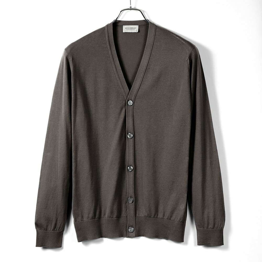 ジョンスメドレー JOHN SMEDLEY ／ 24SS シーアイランドコットン30ゲージ長袖ニットカーディガン「WISTING」（CHOCOLAT／ショコラ）／ ウィスティング 春夏 メンズ イギリス 海島綿 モダンフィット