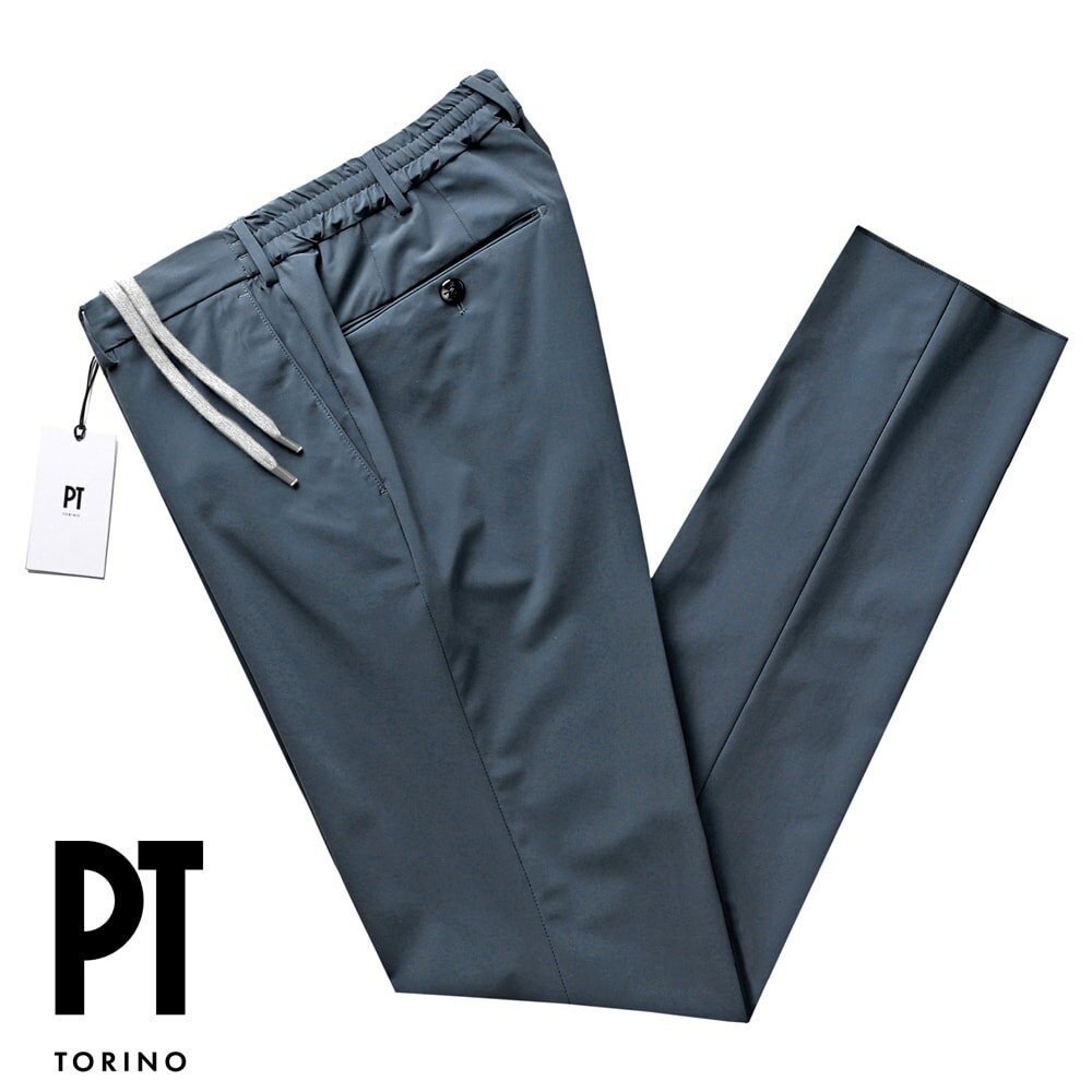 PT TORINO ピーティートリノ ／  ／ 24SS 高機能スーパーストレッチ素材ドローコードパンツ「SLIM FIT」（グレーネイビー）／ PT01 PTトリノ 春夏 メンズ ボトムス シャーリングパンツ スラックス ビジネス 無地