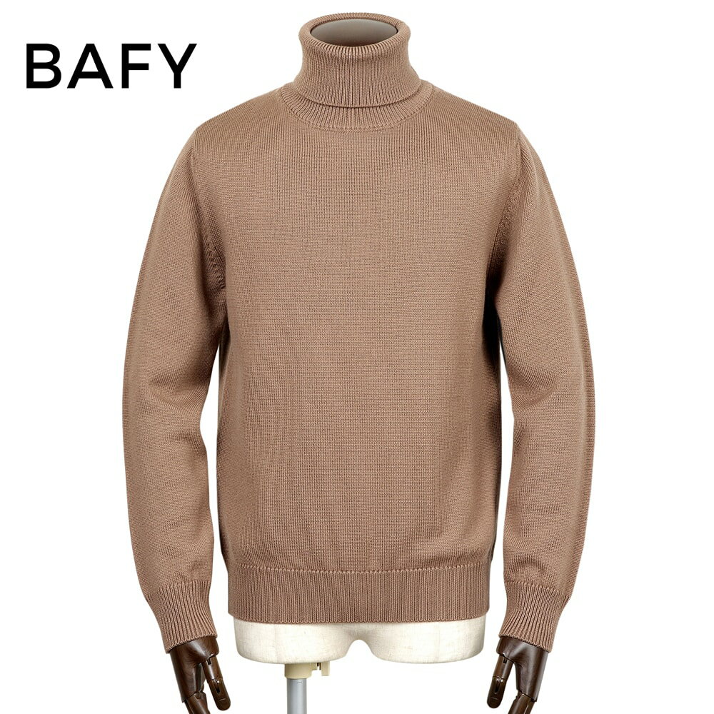 【ポイント10倍】 バフィー BAFY / 25-26AW 当店別注メリノウールミドルゲージタートルネックニット「4572」(ココアブラウン)/ 秋冬 メンズ イタリア セーター エクストラファインメリノウール