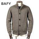 【ポイント10倍】 バフィー BAFY / 25-26AW 当店別注メリノウール5ゲージ立ち襟ニットカーディガン「44054」(グレイッシュブラウン)/ 秋冬 メンズ イタリア スタンドカラーカーディガン 立ち襟カーディガン