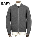【ポイント10倍】 バフィー BAFY / 25-26AW ジーロンウール7ゲージニットボンバージャケット「3445」(チャコールグレー)/ 秋冬 メンズ イタリア ニットブルゾン ニットアウター ジーロンラムズウール