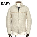 【ポイント10倍】 バフィー BAFY / 25-26AW アルパカウール3ゲージ立ち襟ジップアップニットブルゾン「5409」(ライトベージュ)/ 秋冬 メンズ イタリア スタンドカラーブルゾン ニットアウター