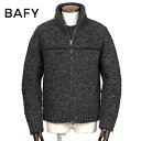 【ポイント10倍】 バフィー BAFY / 25-26AW アルパカウール3ゲージ立ち襟ジップアップニットブルゾン「5409」(チャコールグレー)/ 秋冬 メンズ イタリア スタンドカラーブルゾン ニットアウター