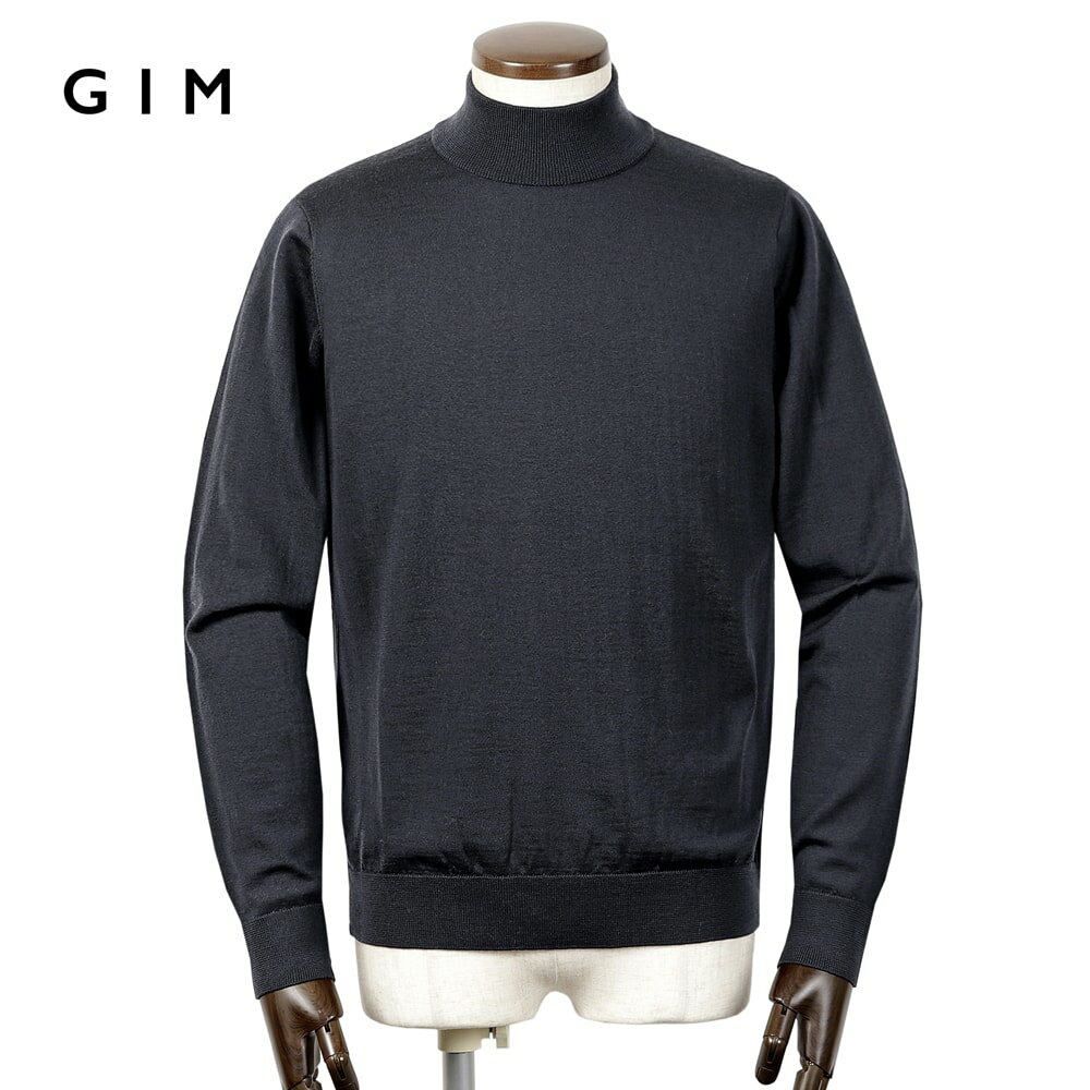 ジム GIM ／ 【国内正規品】 ／ Super140’sウルトラスーパーファインウール30ゲージモックネックニット「25504029」（ネイビー）／ 3シーズン メンズ 日本製 ハイゲージニット ウールニット