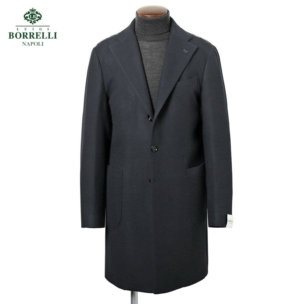 【ポイント10倍】 ルイジボレッリ ルイジボレリ LUIGI BORRELLI ／ 25-26AW ウールメルトンビーバーシングルチェスターコート「TORINO」（ネイビー）【ハンガー便選択OK】／ メンズ イタリア アウター テーラードコート シングルチェスター ナポリ 手縫い 秋冬 無地(4)