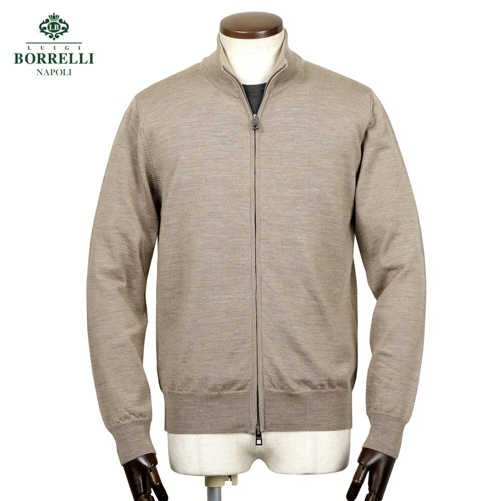 ルイジボレッリ ルイジボレリ LUIGI BORRELLI / 25-26AW ウールハイゲージ立ち襟フルジップニット「12KN903」(ライトブラウン)【ラッ...