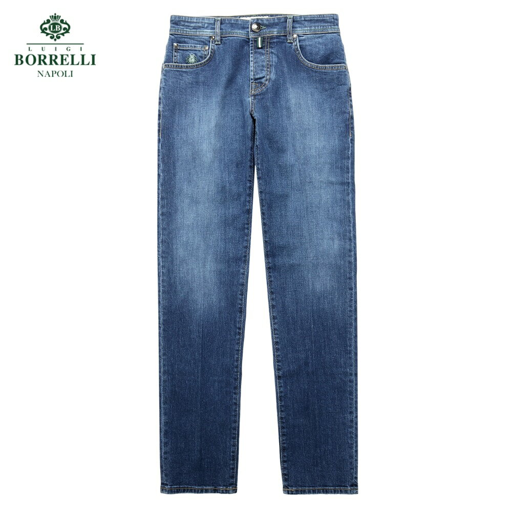 【ポイント10倍】ルイジボレッリ ルイジボレリ LUIGI BORRELLI ／ 25-26AW ウォッシュドコットンストレッチデニムジーンズ「CARACCIOLO／JS903」（ウォッシュドライトインディゴ）【ラッピング対応】／ メンズ イタリア 秋冬 デニムパンツ ジーンズ 無地