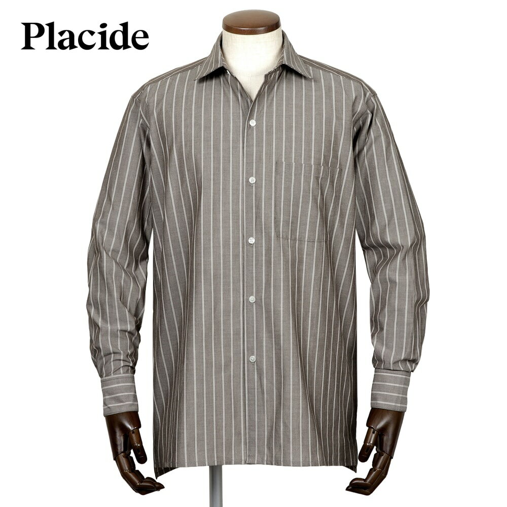 プラシーデ Placide ／ 【国内正規品】 ／ 当店別注コットンシャンブレーストライプワイドカラーシャツ..