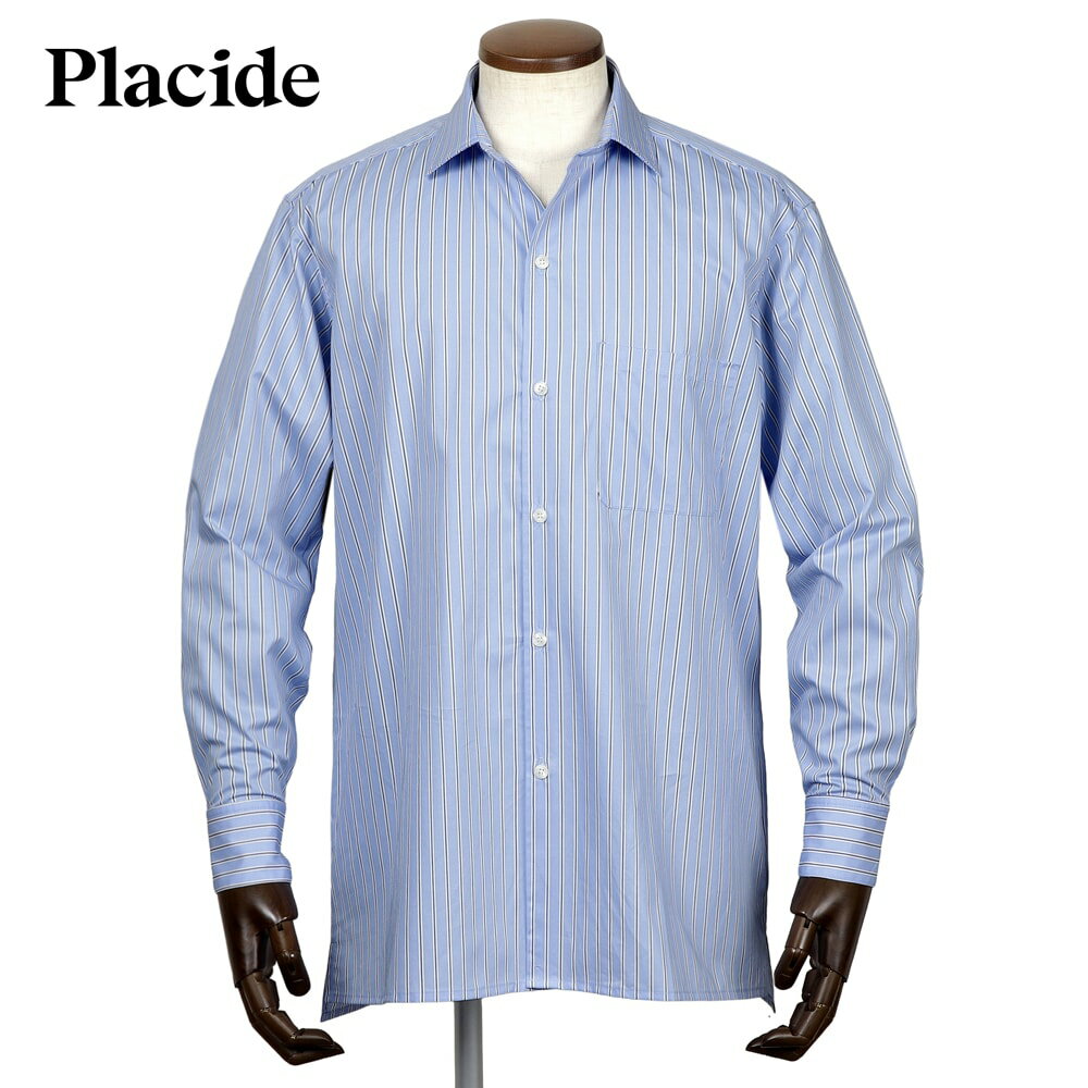 プラシーデ Placide ／ 【国内正規品】 ／ 当店別注コットンツイルストライプワイドカラーシャツ「NEW ..