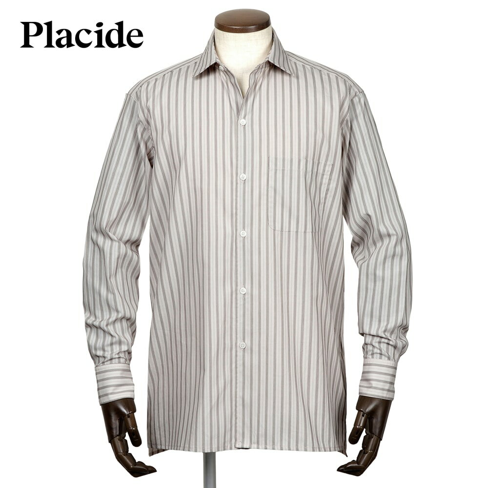 プラシーデ Placide ／ 【国内正規品】 ／ 当店別注コットンポプリンストライプワイドカラーシャツ「NE..