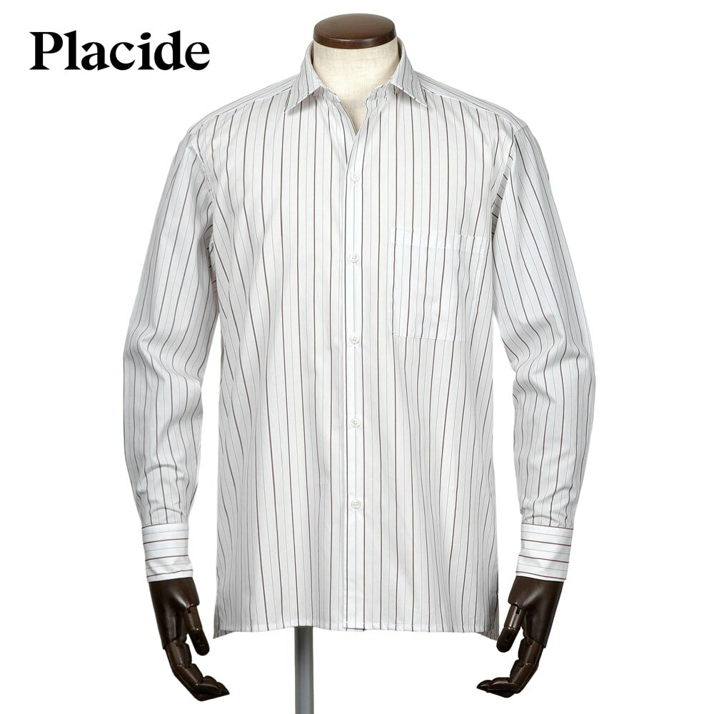 プラシーデ Placide ／ 【国内正規品】 ／ 当店別注コットンポプリンストライプワイドカラーシャツ「NE..