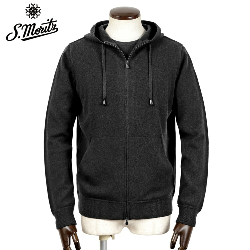 【ポイント10倍】サンモリッツ S.Moritz / 25-26AW Super120’sウールカシミヤ12ゲージフルジップニットパーカー「FH1ML2AT WC12R」(ブラック)/ フィリッポデローレンティス 秋冬 メンズ イタリア ダブルジップ