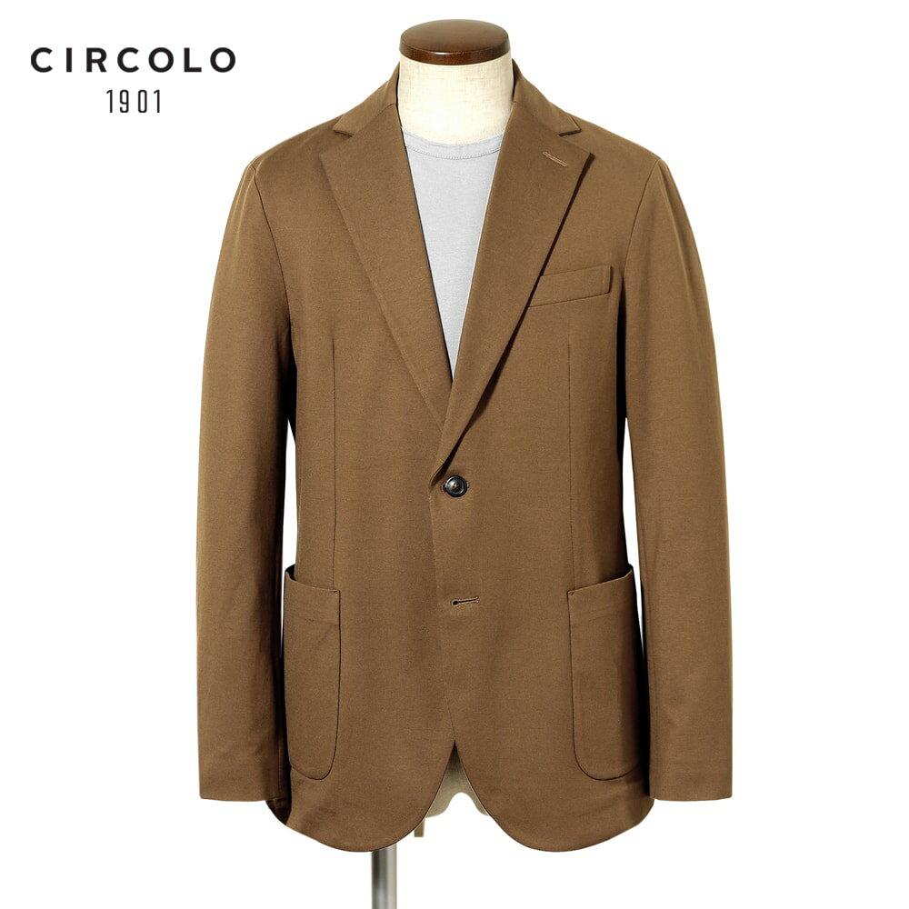 楽天粋な着こなし　楽天市場店【SALE】チルコロ 1901 CIRCOLO 1901 ／ 【国内正規品】 ／ 25SS Filo di Scoziaコットンストレッチシルケットジャージー2Bジャケット「CN4678」（COCOA／ブラウン）【ハンガー便選択OK】／ 春夏 メンズ イタリア セットアップ 無地