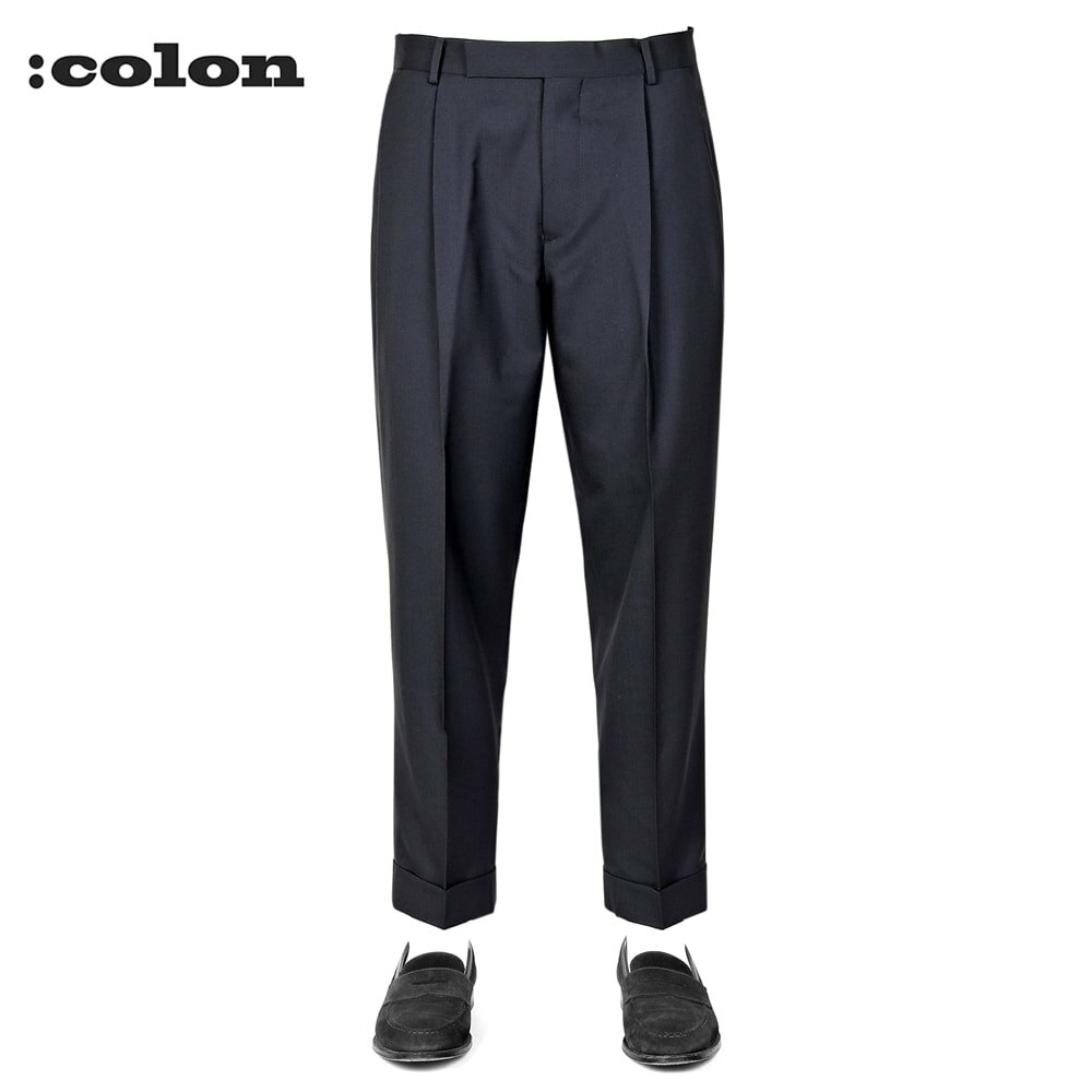 楽天粋な着こなし　楽天市場店【SALE】コロン ：colon ／ 【国内正規品】 ／ Super100'sウールトロピカル2プリーツパンツ「CPT-1」（ダークネイビー）【ラッピング対応】／ 春夏 メンズ 日本 ボトムス ウールパンツ スラックス 無地