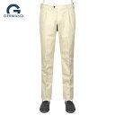 【SALE/返品・交換不可】ジェルマーノ GERMANO / 25SS 製品染めコットンストレッチギャバジン1プリーツパンツ「521G-2903」(アイボリー)/ 3シーズン メンズ イタリア ボトムス チノパン コットンパンツ 無地 ソンドリオ