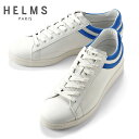 【ポイント10倍】エルムパリ HELMS PARIS / 【国内正規品】 / スムースレザーレースアップスニーカー「FLYING ACE」(WHITE/FRENCH BLUE/ホワイト×ブルー)/ メンズ フランス 靴 シューズ レザースニーカー カーフ 表革