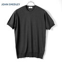 ジョンスメドレー JOHN SMEDLEY / 25SS ウールコットン30ゲージ半袖クルーネックニット「HILCOTE」(BLACK/ブラック)/ ヒルコート...