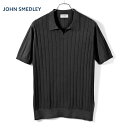 ジョンスメドレー JOHN SMEDLEY / 25SS シーアイランドコットン30ゲージ半袖スキッパーニットポロシャツ「ROPER」(BLACK/ブラック)/...