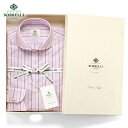 【クーポン対象】ルイジボレッリ ルイジボレリ LUIGI BORRELLI / 25SS コットンポプリンオルタネートストライプホリゾンタルカラードレスシャツ「FELICE(SR1802)」(ピンク×ネイビー)/ あす楽非対応 イタリア 手縫い ビジネス フェリーチェ