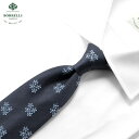 【ポイント10倍】【訳あり】【返品・交換不可】 ルイジボレッリ ルイジボレリ LUIGI BORRELLI / 25SS シルクツイル小花柄ネクタイ「456033」(ネイビー×サックスブルー)【ネコポス対応 / 1点のみ・同梱不可】/ ビジネス オールシーズン イタリア