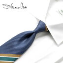【ポイント10倍】【訳あり】【返品・交換不可】 ステファノカウ Stefano Cau / シルクツイルストライププリントネクタイ「4176」(ブライトネイビー基調)【ネコポス対応 / 1点のみ・同梱不可】/ オールシーズン イタリア ハンドメイド