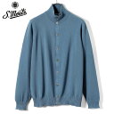 【SALE】サンモリッツ S.Moritz / 25SS ドライコットン12ゲージ鹿の子編み立ち襟ニットカーディガン「BB1ML CR12S」(スモークブルー)/ フィリッポデローレンティス 春夏 メンズ イタリア 長袖 ニットブルゾン アイスコットン