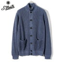 【SALE】サンモリッツ S.Moritz / 25SS リネンコットン12ゲージ畦編み立ち襟ニットカーディガン「BB3MLT LC12P」(インディゴブルー)/ フィリッポデローレンティス 春夏 メンズ イタリア 長袖 ニットブルゾン 麻ニット