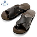 【10%OFFクーポン】ゼウス ZEUS / 25SS バケッタレザークロスストラップスライドサンダル「23002」(T.MORO/ダークブラウン)/ メンズ ...