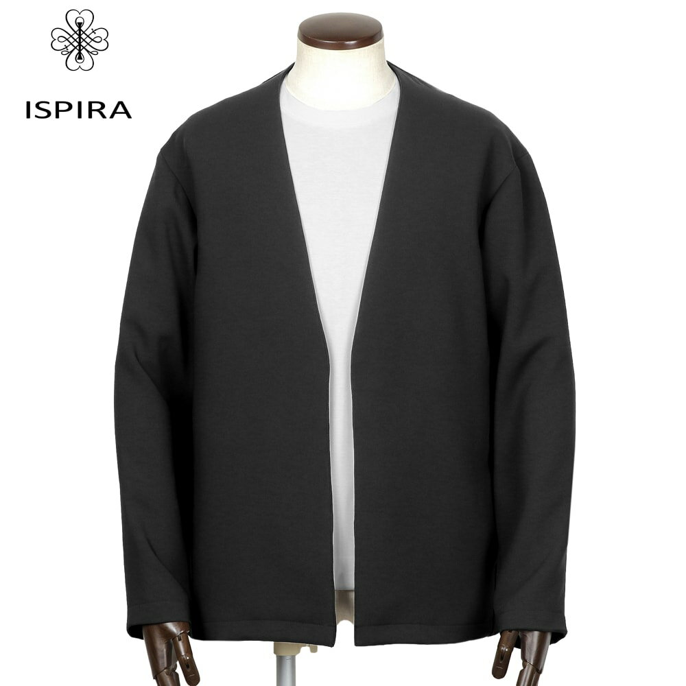 【ポイント10倍】 イスピラ ISPIRA ／【国内正規品】／ ウォッシャブルストレッチポリエステルノーカラーボタンレスカーディガン（BK／ブラック）【ラッピング対応】／ オールシーズン メンズ セットアップ トラベル