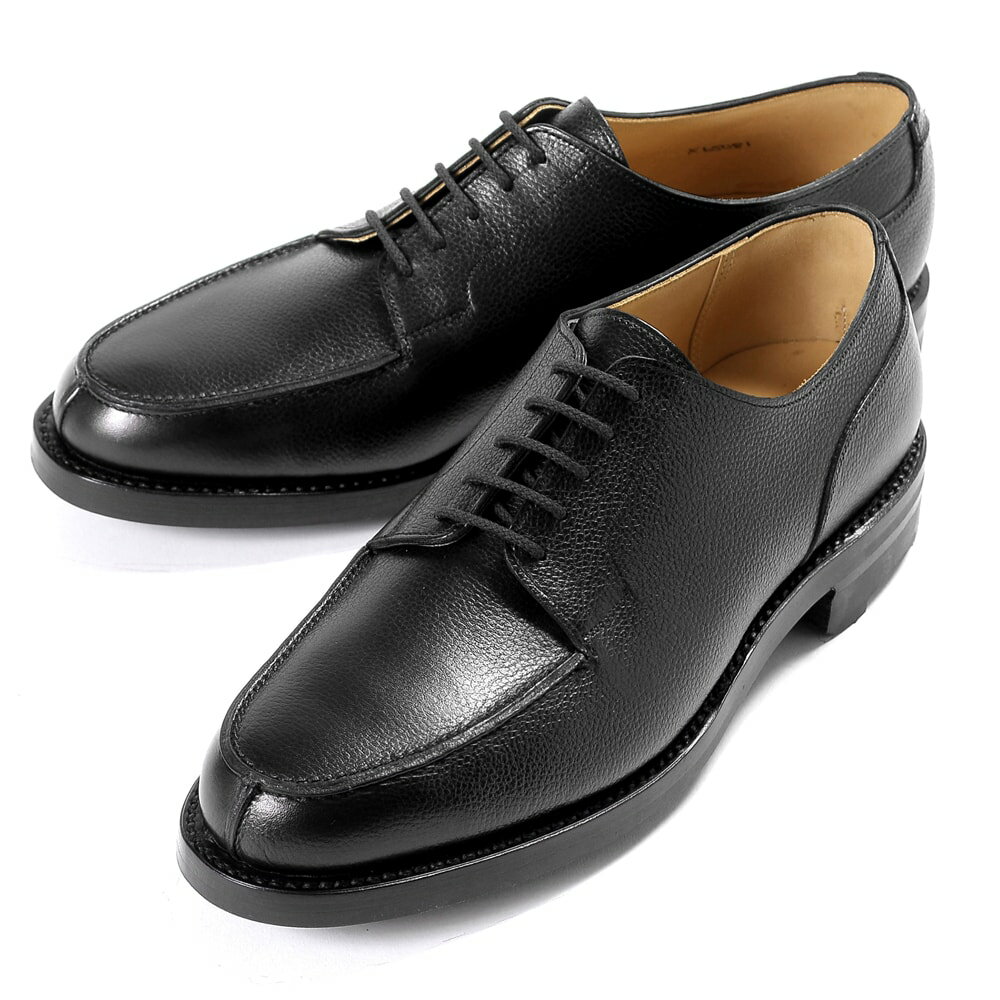 クロケット＆ジョーンズ CROCKETT＆JONES ／ 【国内正規品】 当店別注ペブルグレインレザーUチップダービー「MORETON」（BLACK／ブラック） ／ モールトン 英国 外羽根 靴 革 レザー ビジネス シューズ グッドイヤー