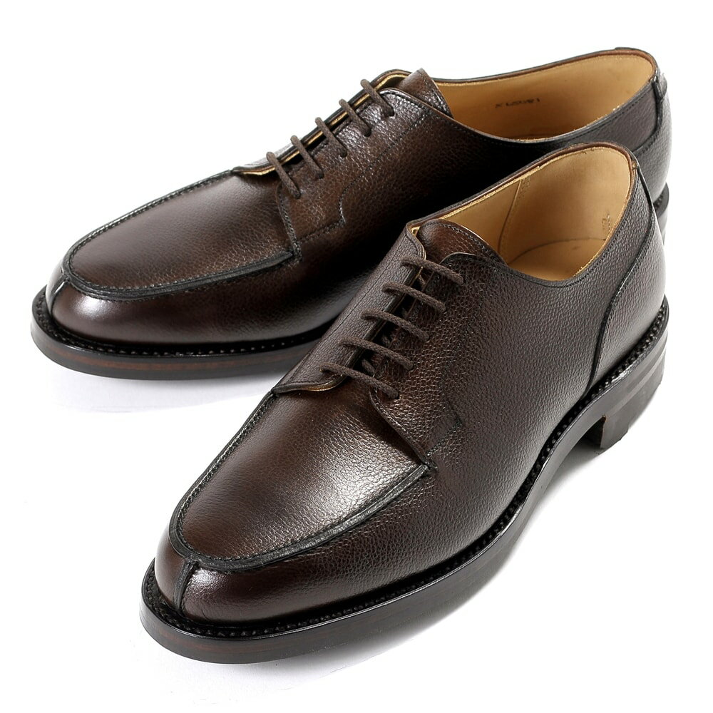 クロケット＆ジョーンズ CROCKETT＆JONES ／  当店別注ペブルグレインレザーUチップダービー「MORETON」（DARK BROWN／ダークブラウン） ／ モールトン 英国 外羽根 靴 革 レザー ビジネス シューズ グッドイヤー