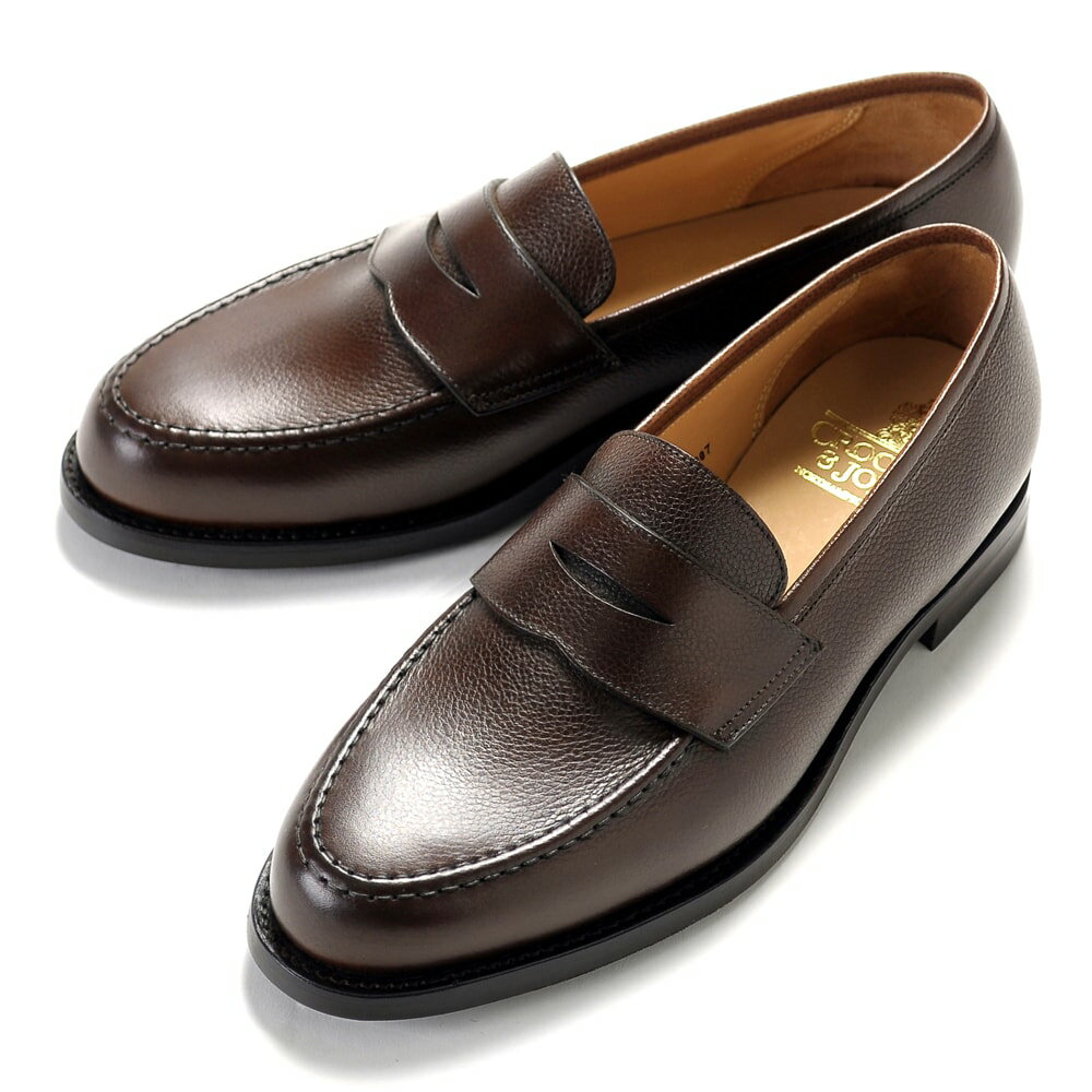 クロケット＆ジョーンズ CROCKETT＆JONES ／  ／ 当店別注ペブルグレインレザーコインローファー「BOSTON 2」（DARK BROWN／ダークブラウン）／ ボストン 英国 靴 革 レザー ビジネス シューズ グッドイヤー ダイナイトソール