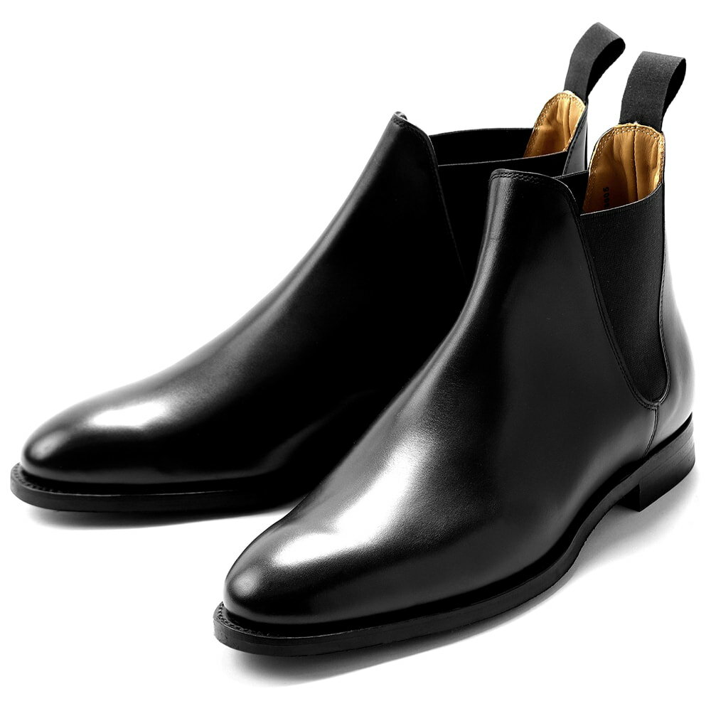 クロケット＆ジョーンズ CROCKETT＆JONES ／ 【国内正規品】 ／ アニリンカーフサイドゴアブーツ「CHELSEA 8」（BLACK／ブラック）／ 英国 靴 革 レザー ビジネス シューズ グッドイヤー チェルシー ダイナイトソール