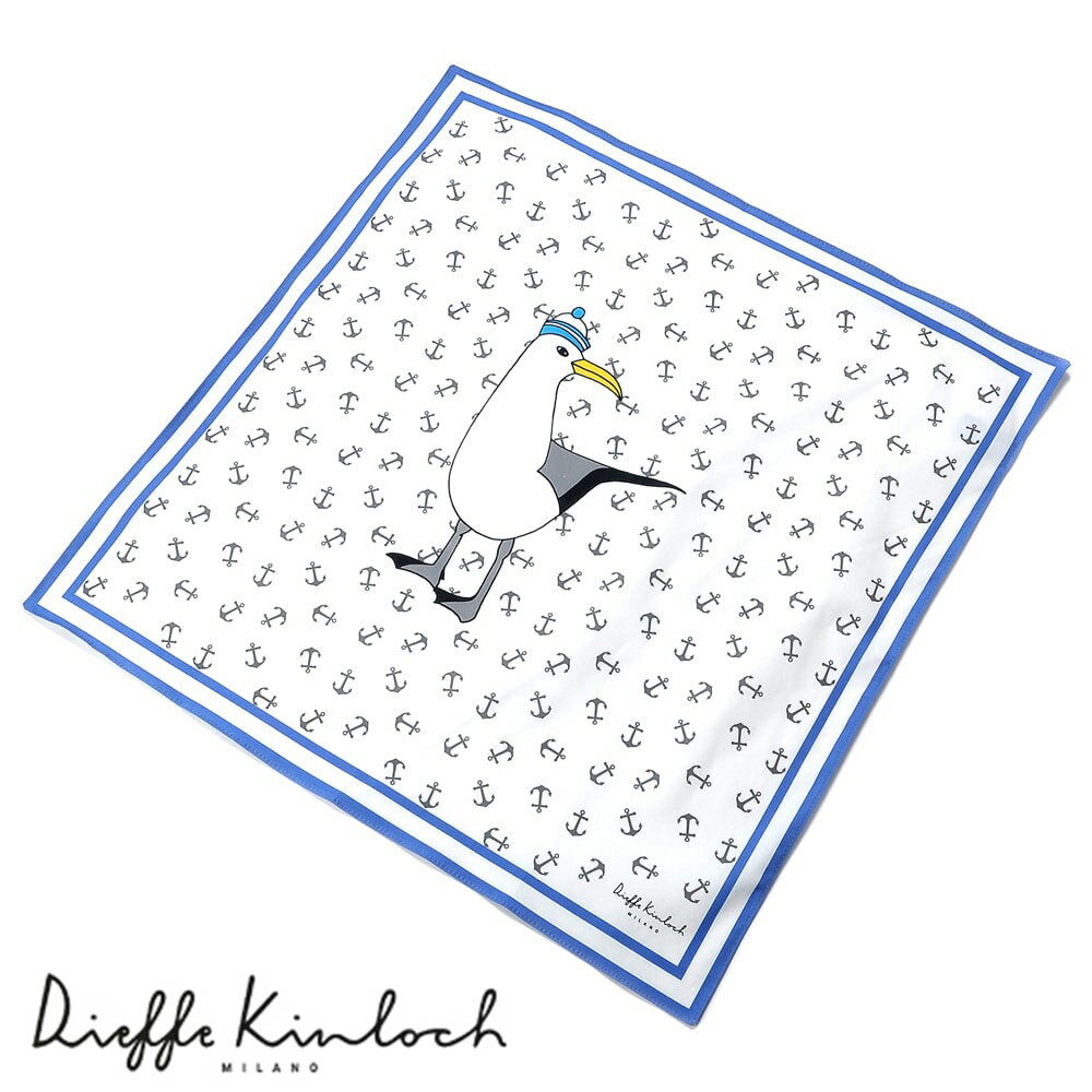 【ポイント10倍】ディエッフェ キンロック Dieffe Kinloch / コットンポプリンプリントハンカチーフ「VENICE/SEAGULL」(ホワイト基調)【ネコポス対応 / 12点まで同梱可】【ラッピング対応】/ ハンカチ メンズ ギフト プレゼント ヴェニス ヴェネツィア