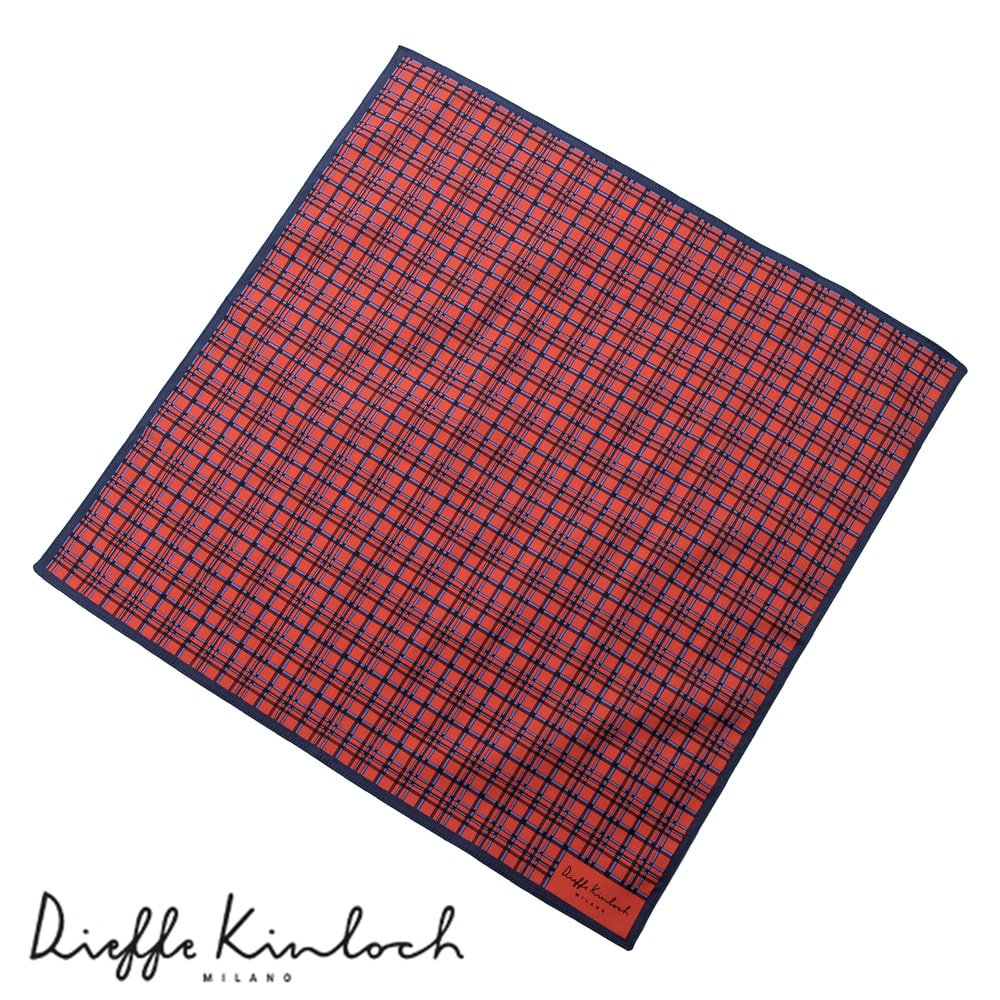 ディエッフェ キンロック Dieffe Kinloch ／ コットンポプリンプリントハンカチーフ「TANZANIA／TARTAN」（レッド×ブルー×ラズベリー）／ ハンカチ メンズ ギフト プレゼント