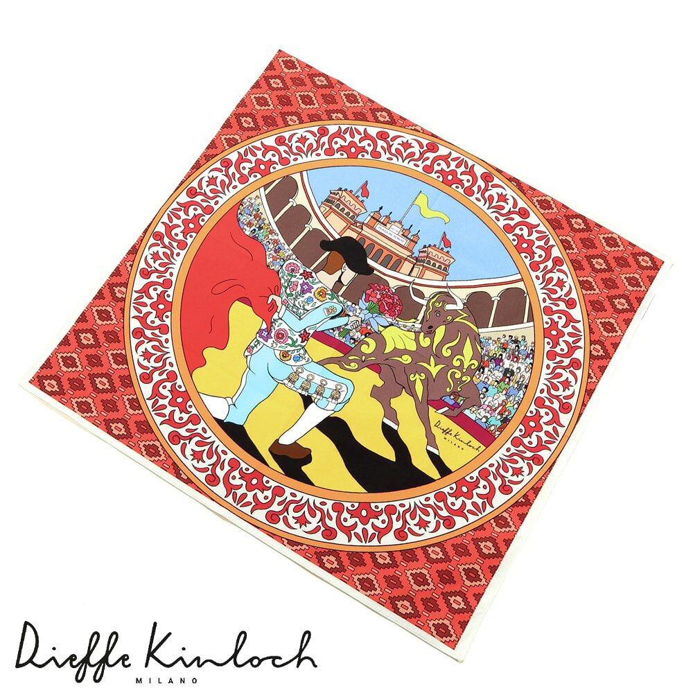 【ポイント10倍】 ディエッフェ キンロック Dieffe Kinloch ／ コットンポプリンプリントハンカチーフ「MADRID／THE BULLRING」（マルチカラー）【ネコポス対応 ／ 12点まで同梱可】【ラッピング対応】／ ハンカチ メンズ ギフト プレゼント イタリア マドリッド