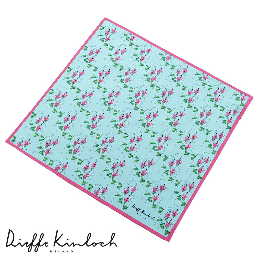 ディエッフェ キンロック Dieffe Kinloch ／ コットンポプリンプリントハンカチーフ「COMO／CAMPANULA FLOWER」（ミントブルー）【ネコポス対応 ／ 12点まで同梱可】【ラッピング対応】／ ハンカチ メンズ ギフト プレゼント イタリア コモ