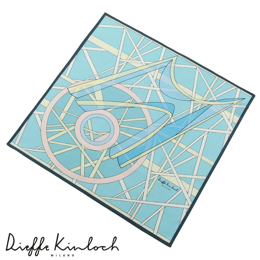 【ポイント10倍】 ディエッフェ キンロック Dieffe Kinloch ／ コットンポプリンプリントハンカチーフ「COMO／LIBESKIND」（サックスブルー）【ネコポス対応 ／ 12点まで同梱可】【ラッピング対応】／ ハンカチ メンズ ギフト プレゼント イタリア バンダナ コモ