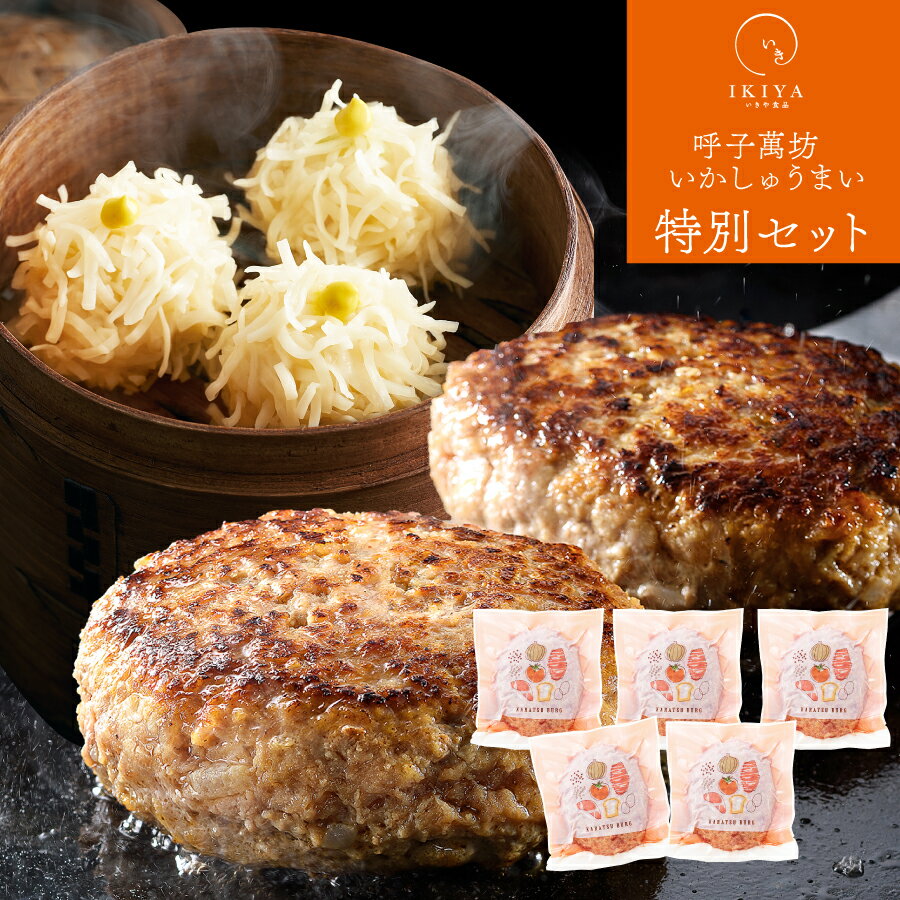 【唐津バーグ 5個と呼子萬坊 いかしゅうまい 1箱セット】ハンバーグ ギフト 送料無料 唐津バーグ 唐津市 佐賀県唐津市 からつ いきや食品 冷凍 国産 惣菜 九州 佐賀 土産 人気 ランキング 公式…