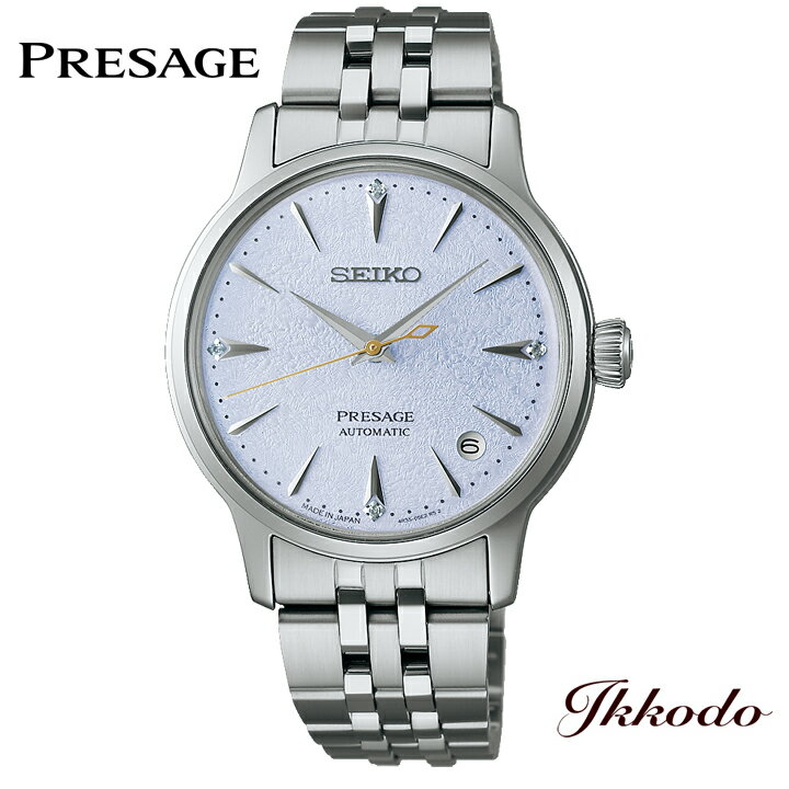 モデル名 PRESAGE プレザージュ Cocktail Time 番号 SRRY049 キャリバーNo 4R35 精度 日差＋45秒〜−35秒 駆動期間 最大巻上時約41時間持続 駆動方式 メカニカル　自動巻（手巻つき） ケース素材 ステンレス ガラス材質 ボックス型ハードレックス 中留 ワンプッシュ両開き方式 防水性 日常生活用強化防水（5気圧） 耐磁 あり ケースサイズ 厚さ：10.7mm 横：34.0mm 縦：40.4mm 重さ 87g 機能 ・秒針停止機能 ・カレンダー（日付）機能つき 特徴 ・ダイヤ入りダイヤル ・スクリューバック 保証 3年間メーカー保証 価格 75,900円(税込)PRESAGE 100年を超える腕時計づくりの伝統を継承し、世界に向けて日本の美意識を発信するウオッチブランド。