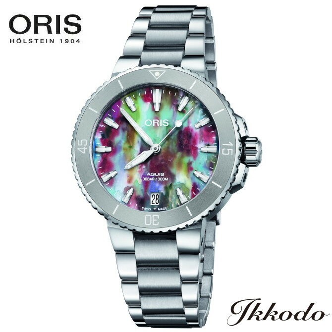 オリス ORIS AQUIS アクイスデイト 自動巻き 36.5mm PET樹脂リサイクル文字盤 30気圧防水 日本国内正規品 2年保証 レディース腕時計 01 733 7770 4150-Set 送料無料