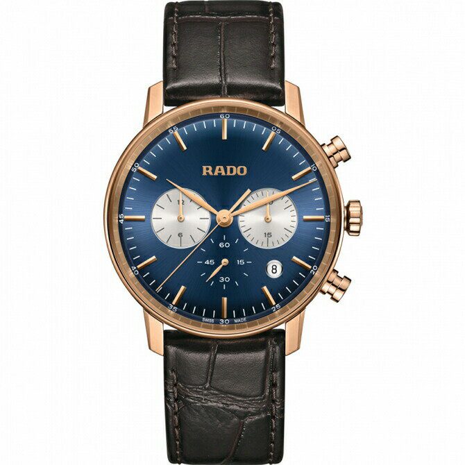 【ご購入特典対象商品】RADO ラドー Coupole クポール クォーツ クロノグラフ ステンレスケース(ローズゴールドPVD) ブルーダイアル 42ミリ 最大5年間メーカー保証 R22911205