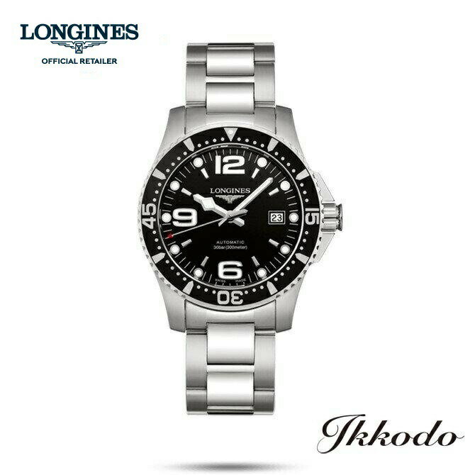 ロンジン 【ご購入特典対象商品】ロンジン LONGINES ハイドロコンクエスト 自動巻き ブラック文字盤 ステンレススティールケース＆ブレス 41ミリ 30気圧防水 デイト 日本国内正規品 L3.742.4.56.6【L37424566】