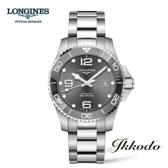 ロンジン 【ご購入特典対象商品】ロンジン LONGINES ハイドロコンクエスト 自動巻き グレーダイヤル ステンレススティールケース＆ブレス セラミックベゼル 41ミリ 30気圧防水 デイト 正規品 メンズ腕時計 L3.781.4.76.6【L37814766】