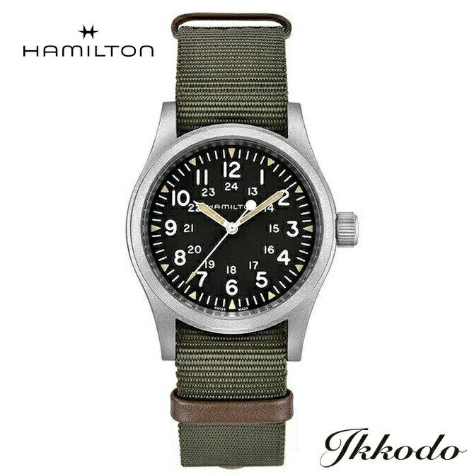 【ご購入特典対象商品】【2000円クーポンあり】ハミルトン HAMILTON Khaki Field カーキフィールド メカ 80時間手巻きH-50 38ミリ ステンレスケース ブラック文字盤 グリーンテキスタイルストラップ 正規品 2年保証 腕時計 H69439931