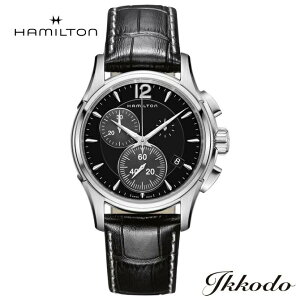 【ご購入特典対象商品】【2000円クーポンあり】ハミルトン HAMILTON ジャズマスター クロノクォーツ Jazzmaster Chrono Quartz 42ミリ ブラックダイヤル ステンレスケース ブラックカーフストラップ 10気圧防水 日本国内正規品 メンズ腕時計 2年保証 H32612731